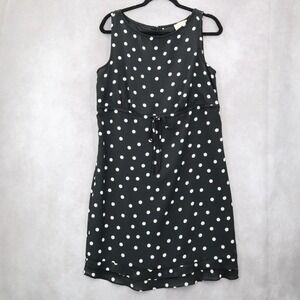Apostrophe Black Polka Dot Sleeveless Dress Knee Length Retro Tie Chic Large 12